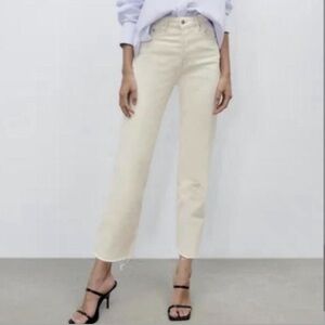 Zara cream straight leg jeans